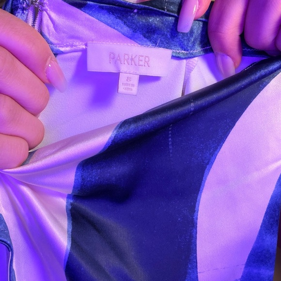 Nordstrom Parker Blue and White Abstract Satin Tank Top - Picture 5 of 5